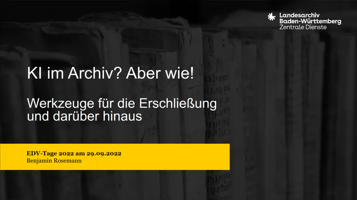 Erste Folie: KI im Archiv?